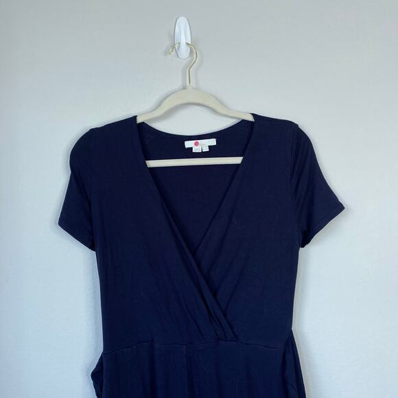 BODEN Ellen Navy Blue Jersey Knit Faux Wrap Jumpsuit Size 6 Wide Leg - Picture 4 of 8